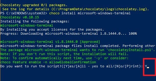 Windows Terminal Chocolatey Installing Windows Terminal Y
