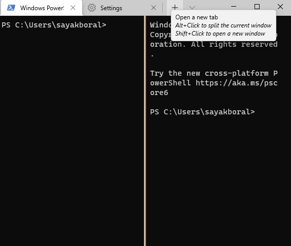 Windows Terminal Tabbed Split Windows