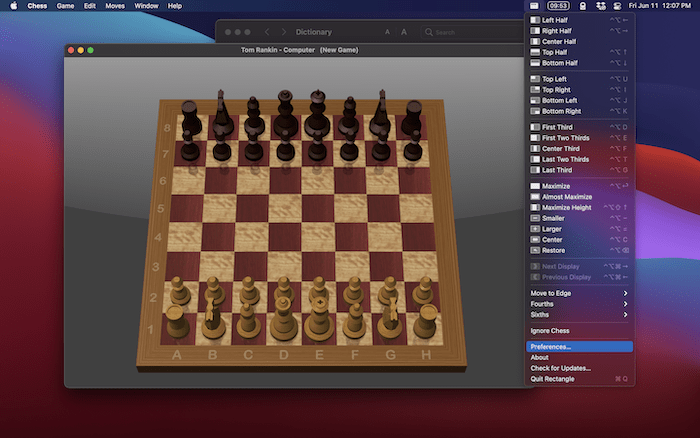 Rectangle's options for tiling the screen.