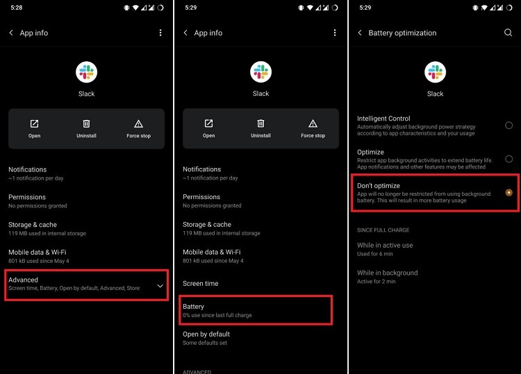 Battery Optimization Slack