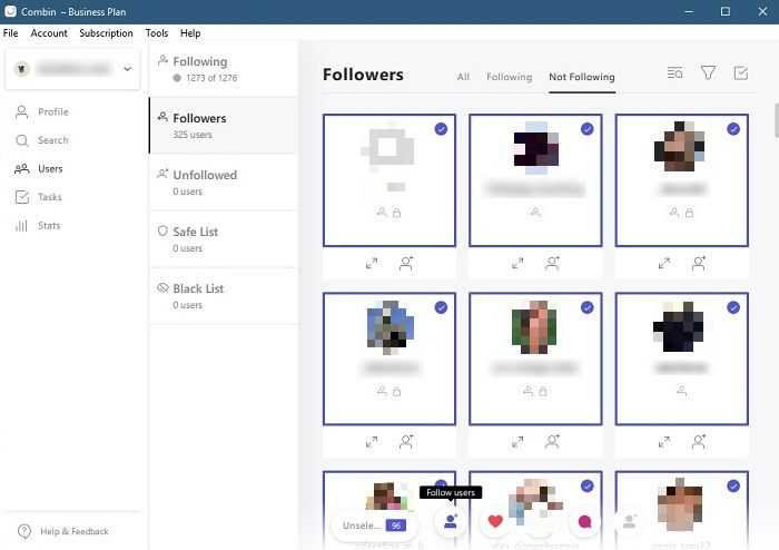 Combin Review Dashboard Mass Follow People