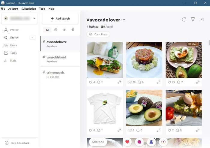 Combin Review Dashboard Search Results Overview