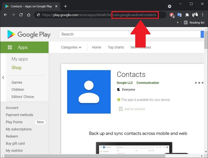 Contact Package Name