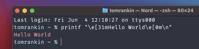 Printed text with a temporary color.