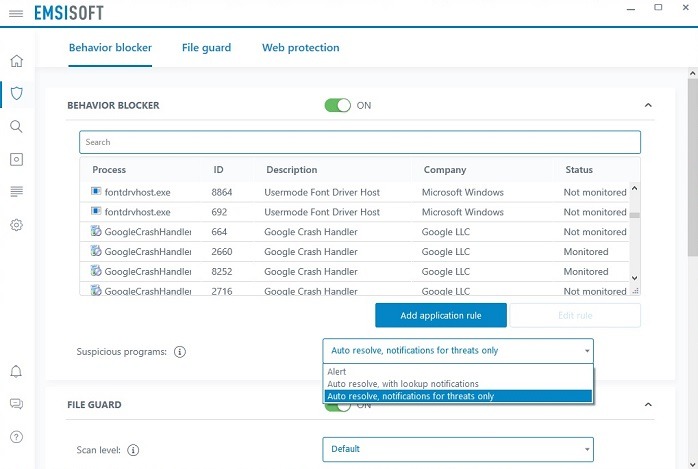 Emsisoft Review Behavior Blocker