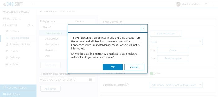 Emsisoft Review Lockdown Feature