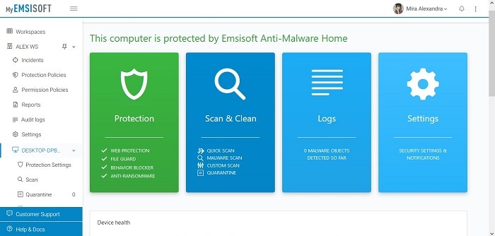 Emsisoft Review Myemsisoft Protected Device Status
