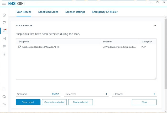 Emsisoft Review Quick Scan Results