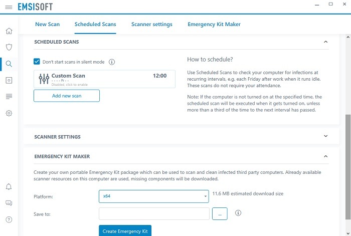 Emsisoft Review Scheduled Scans