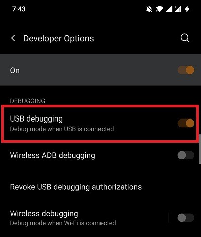 Enable Usb Debugging
