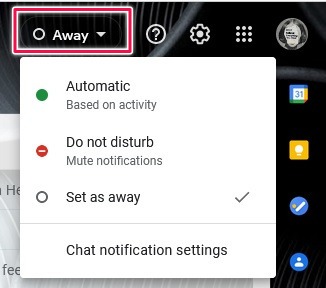 How To Activate Google Chat Gmail Desktop Set Chat Status