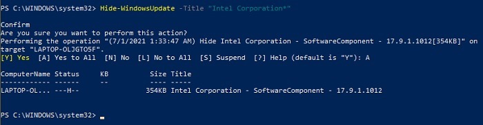 How To Hide Updates Using Powershell In Windows 10 Hidden