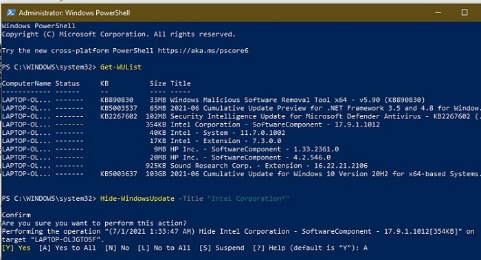 How To Hide Updates Using Powershell In Windows 10 Hide Update Confirm