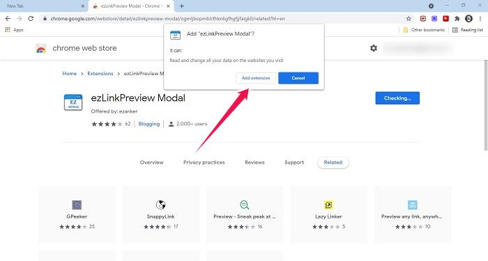 Preview Links Chrome Web Add Extension Browser