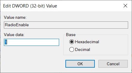 Radio Enable Registry