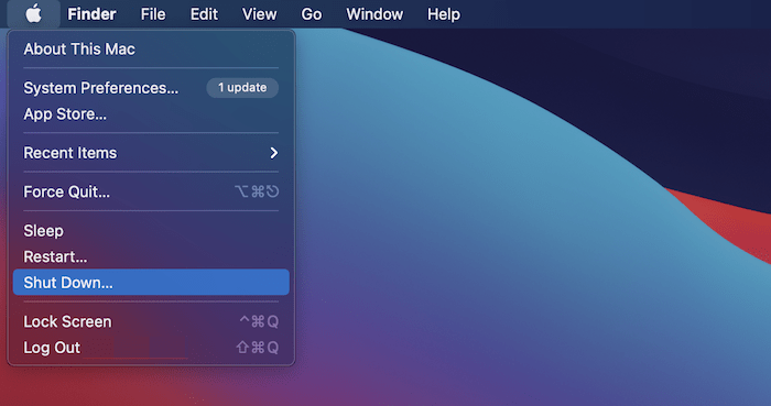Shutting down a Mac.