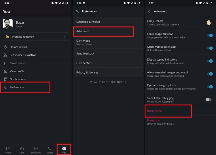 Reset App Cache Slack App