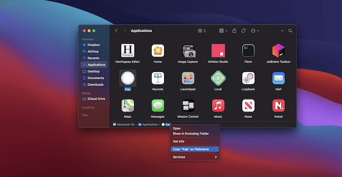The Copy…as Pathname option.