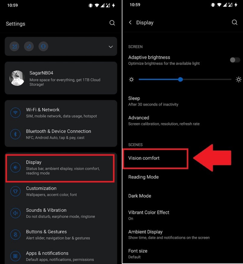 Schedule Blue Light Filter Oneplus Vision Comfort