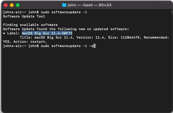 Update Mac From Terminal Install Name Highlighted