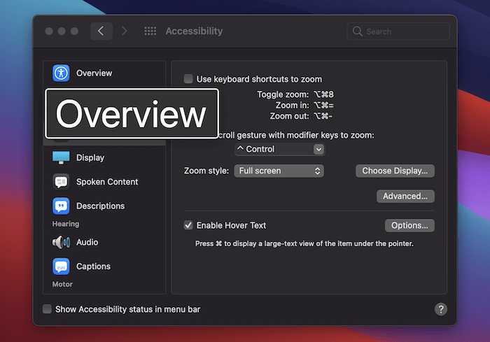 Invoking hover text on Mac.