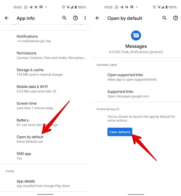 Android Clear Default Messaging App