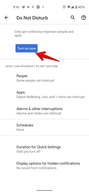 Android Notifications Enable Dnd Mode