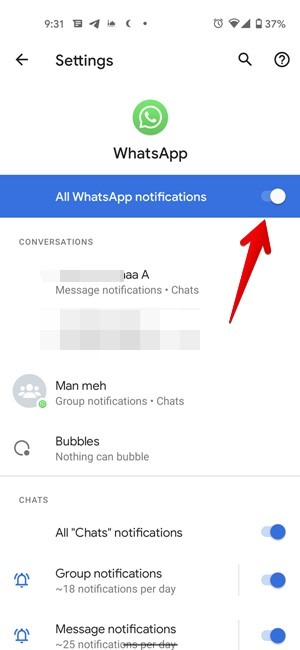 Android Notifications Turn Off Whatsapp