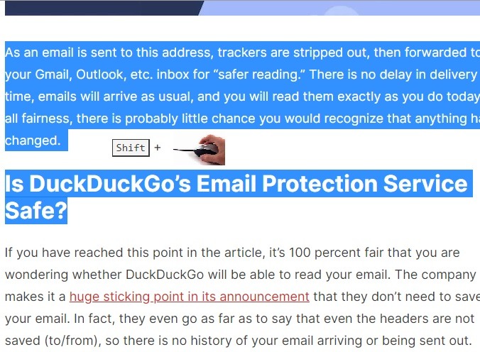 Caret Browsing Shift Mouse Click