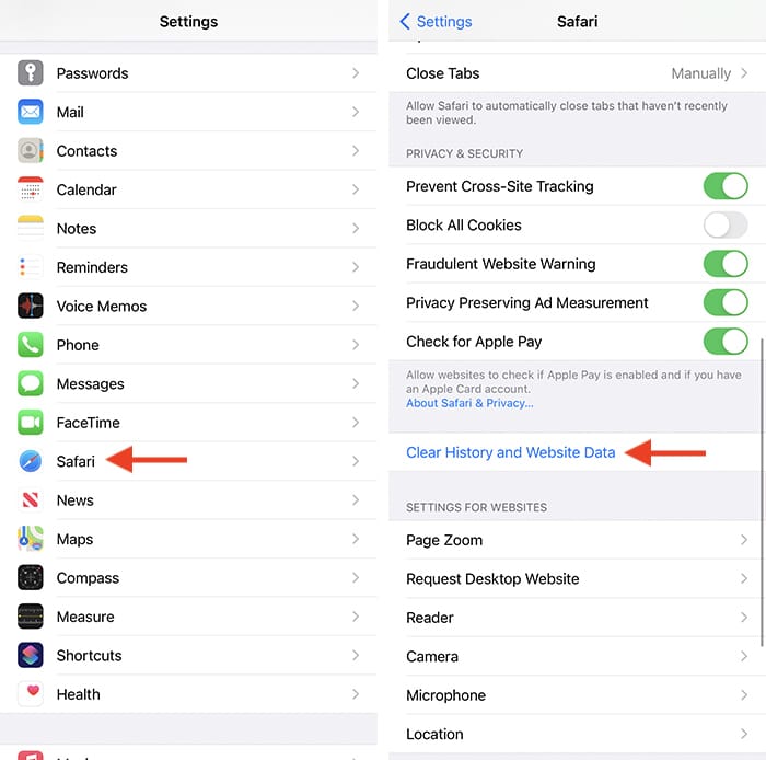 Free Up Storage Iphone Clearing Safari History