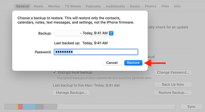 Free Up Storage Iphone Entering Password For Encrypted Restoration