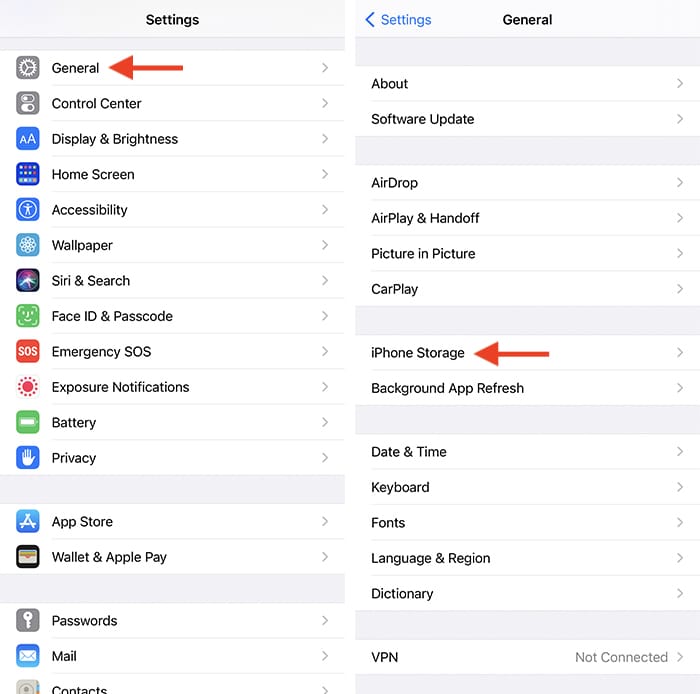 Free Up Storage Iphone Settings App Storage Section