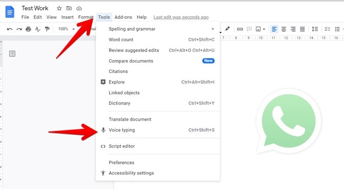 Google Docs Enable Voice Typing