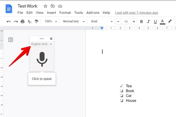 Google Docs Voice Typing Change Language