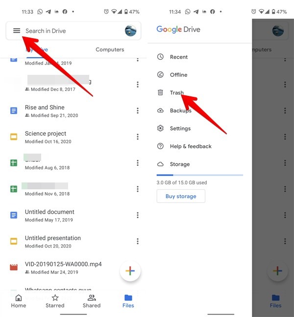 Google Drive Delete Files From Trash Mobile