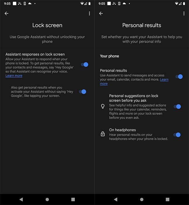 Googleassistant Lockpersonalsettings