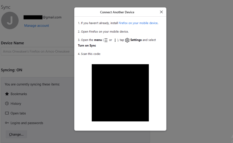 How To Sync Firefox Scan Barcode