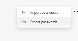 Import Export Edge Export Import Export Edge Export Passwords Menu