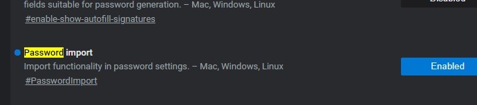 Import Export Edge Flags Password Import Enable