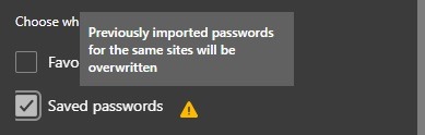 Import Export Edge Warning Import Export Edge Overwritten Message