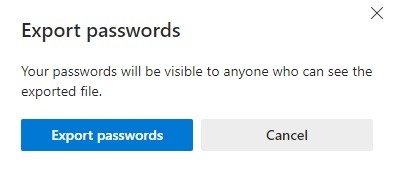 Import Export Edge Passwords Visible Anyone