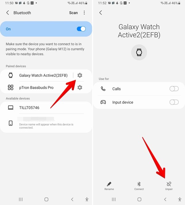 Samsung Galaxy Watch Unpair