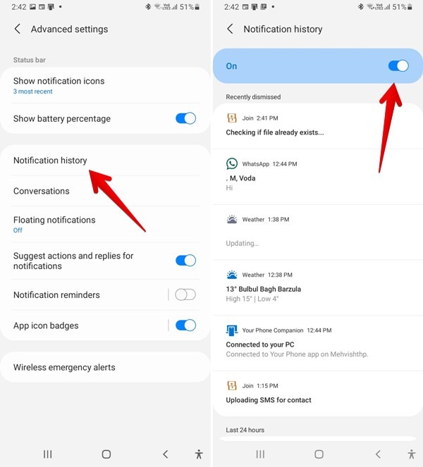 Samsung One Ui 3 Check Notification History