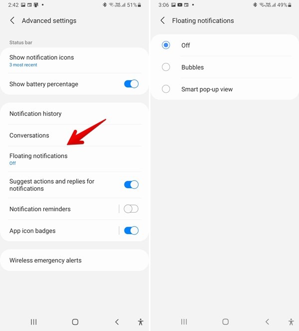 Samsung One Ui 3 Enable Chat Bubbles