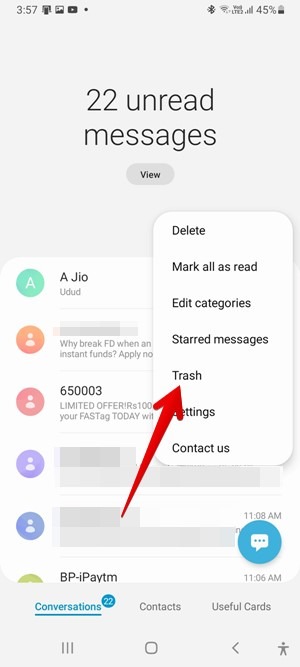 Samsung One Ui 3 Trash Messages