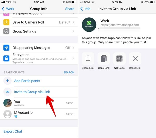 Whatsapp Send Copy Group Link Iphone