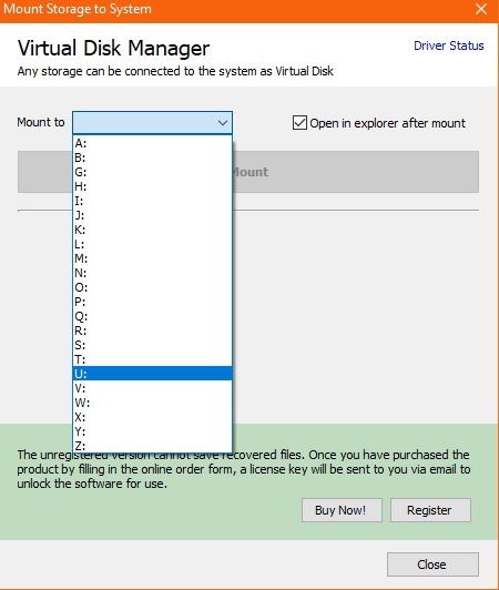 Access Ext4 Windows Linuxreader Mount Partition Choose Letter Windows Linux Ext4 Linux Reader Virtual Disk Manager