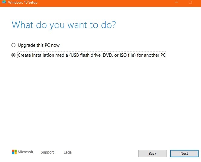 Windows10 Clean Install Create Installation Media