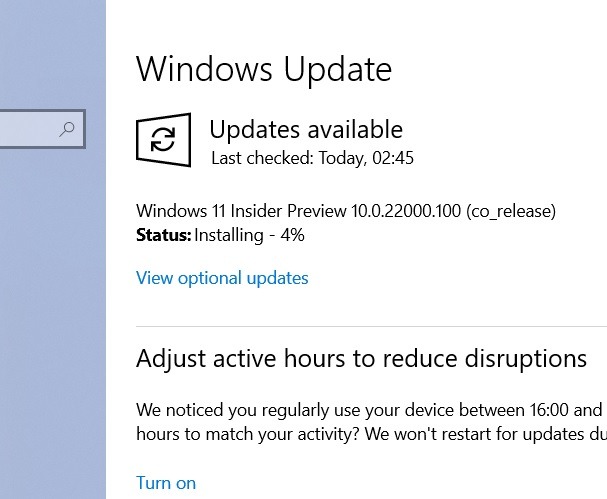 Windows11 Insider Preview Installing After Download