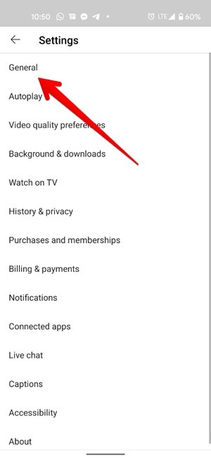 Youtube Videos Settings General
